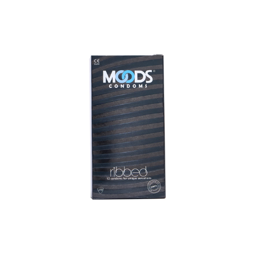 Moods Ribbed Condoms 12 Pack – Textured Latex for Extra Sensation and Safe Pleasure