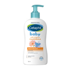 Cetaphil Baby Calendula Wash & Shampoo 400ml – Gentle 2-in-1 Tear-Free Baby Cleanser for Hair & Body, Soothing Calendula Formula for Sensitive Skin, Hydrating Daily Baby Bath Care for Newborns & Infants