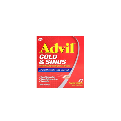 Advil Cold & Sinus Tablets 20s – Fast Relief for Cold & Flu Symptoms, Sinus Pressure, Headache, Nasal Congestion & Fever | Ibuprofen Decongestant Formula 20 Count