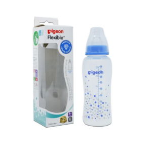 Pigeon Flexible Baby Feeding Bottle 250ml with Unique Streamlined Shape – Anti-Colic BPA-Free Bottle, Natural Latch Design, Easy Grip & Leak-Proof Infant Feeding Bottle for Newborns & Babies