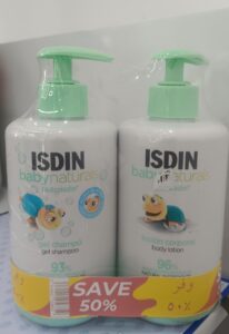 ISDIN Baby Naturals Gel Shampoo + Lotion 400ml Promo – 2-in-1 Gentle Baby Cleansing & Hydration Set, Tear-Free Shampoo & Moisturizing Lotion for Sensitive Skin, Daily Care Duo for Newborns & Infants, Soft & Soothing Skin Protection Kit
