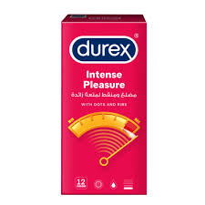 Durex Intense Pleasure Condoms 12 Pack – Ribbed & Dotted for Maximum Sensation