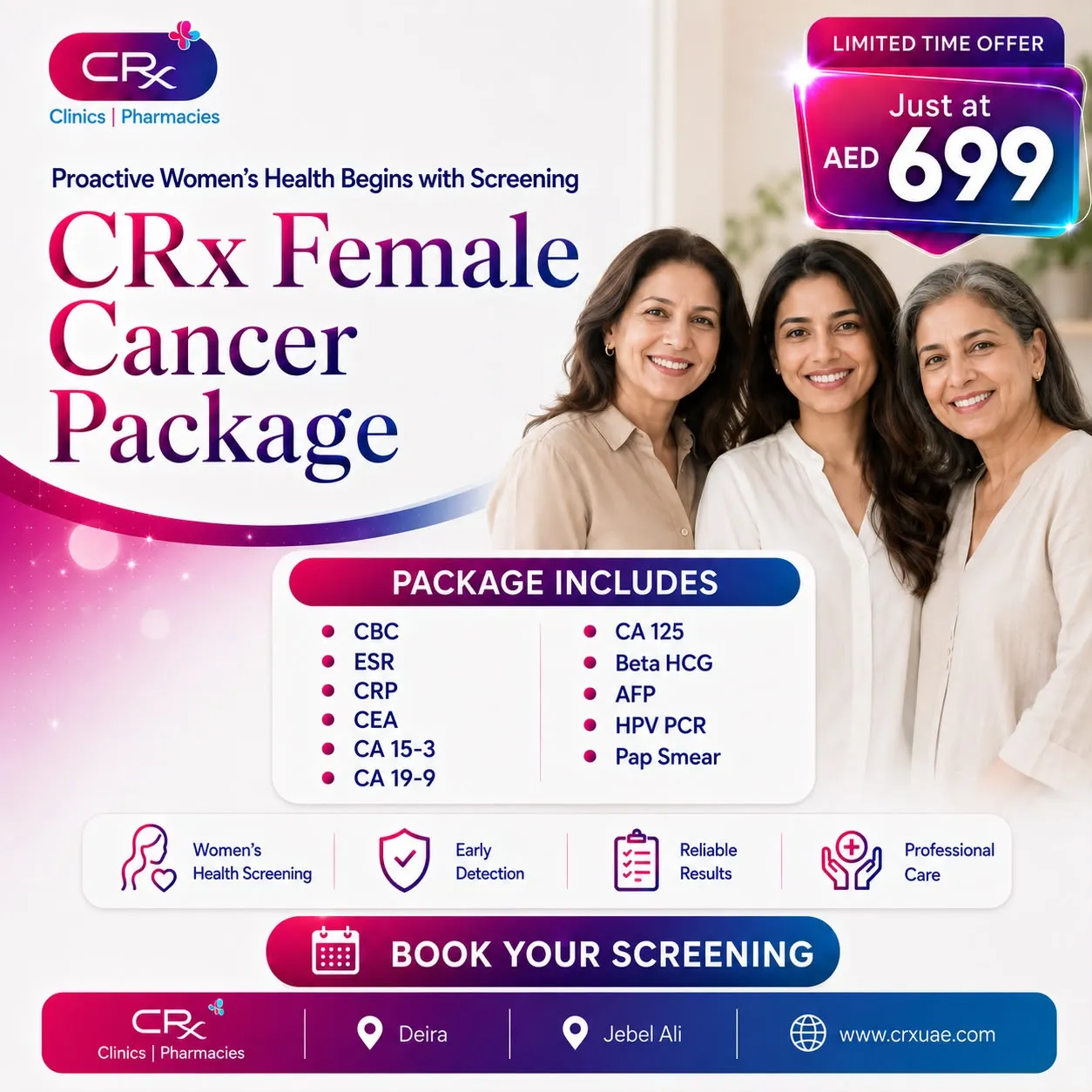 CRx Female Cancer Screening Package AED 699