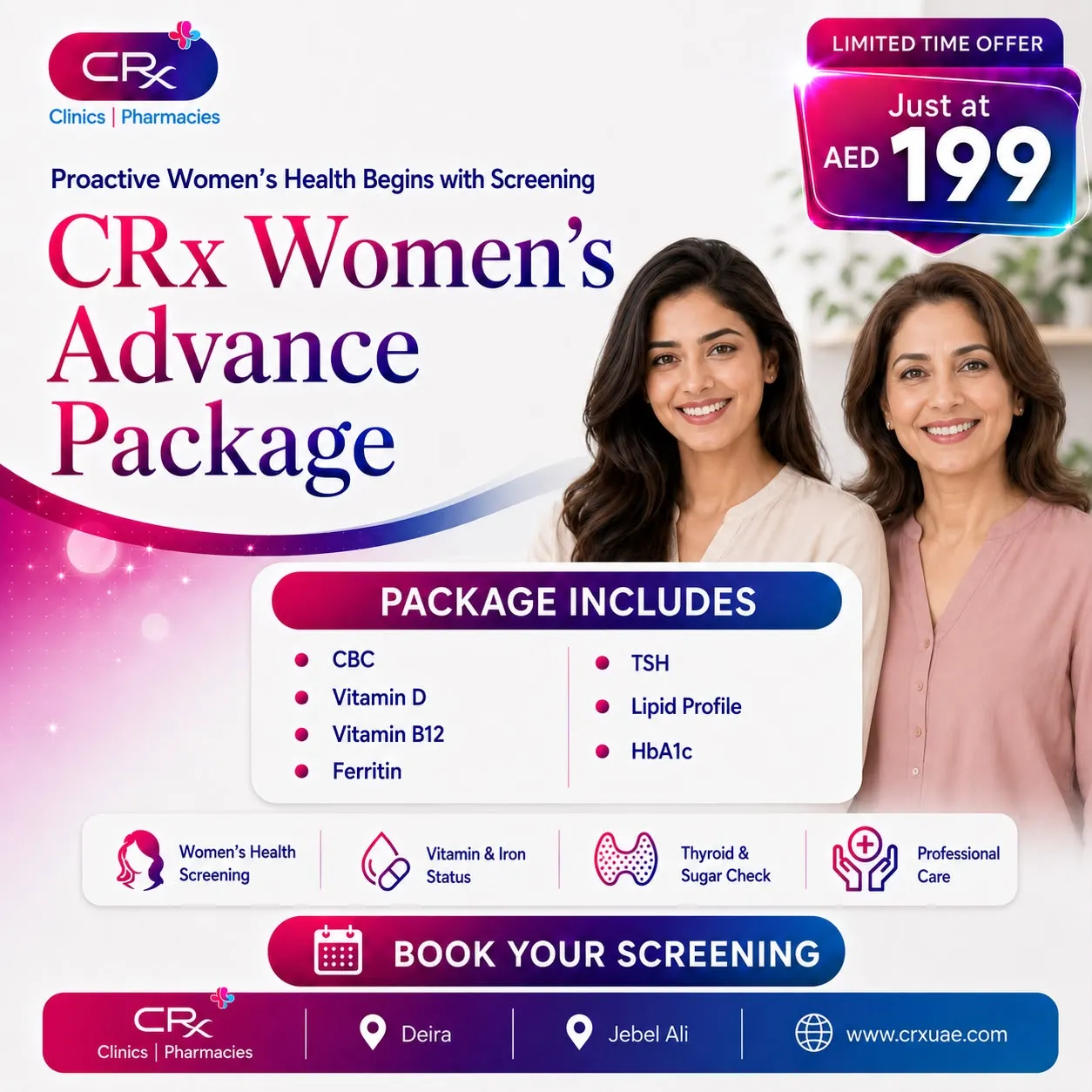 CRx Women's Advance Health Screening Package AED 199