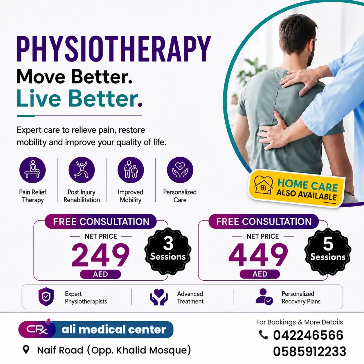 Clinic physiotherapy packages from AED 249